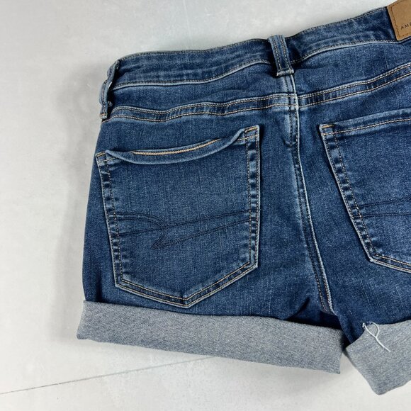 American Eagle Shorts Women's 28* Hi Rise Shortie Blue Cuffed Denim Jorts Tag 4 - Picture 8 of 16